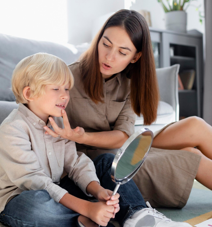 Child completing a drawing activity as part of an ADHD or developmental assessment