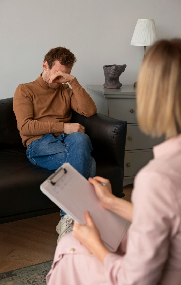 Psychological assessments conducted by a mental health professional supporting a client experiencing emotional distress.